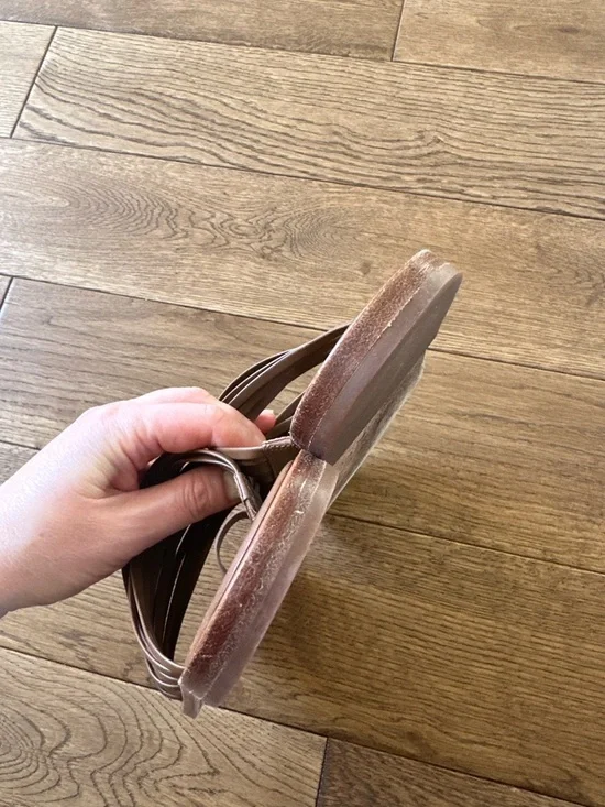 Vince Women's Penrose Toe Ring Slide Sandals Shoes Brown Leather Sz 8 - Picture 9 of 9